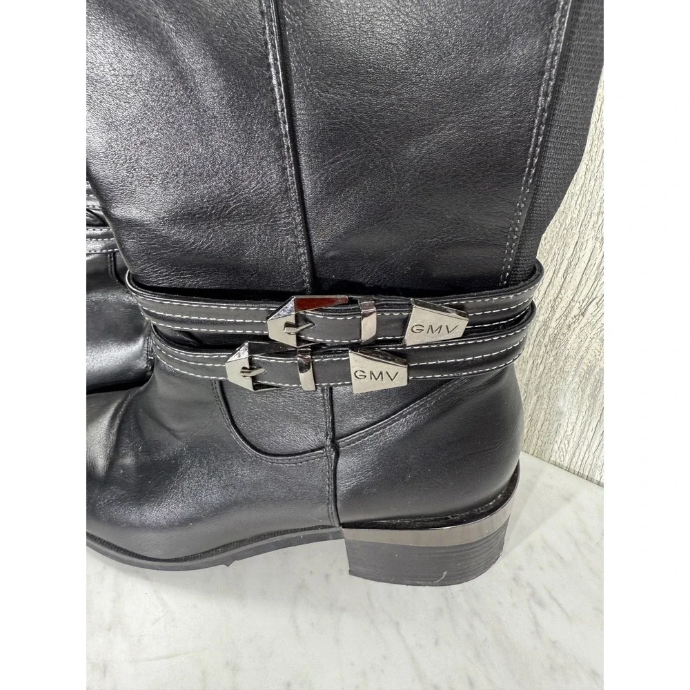 Gian Marco Venturi GMV Black Leather Tall Boots Vera Pelle Italy Women 39 Buckle